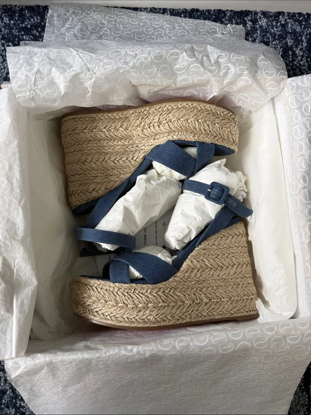 Christian Louboutin Mariza Zeppa 130 Denin Criss-Cross Espadrille Sandals